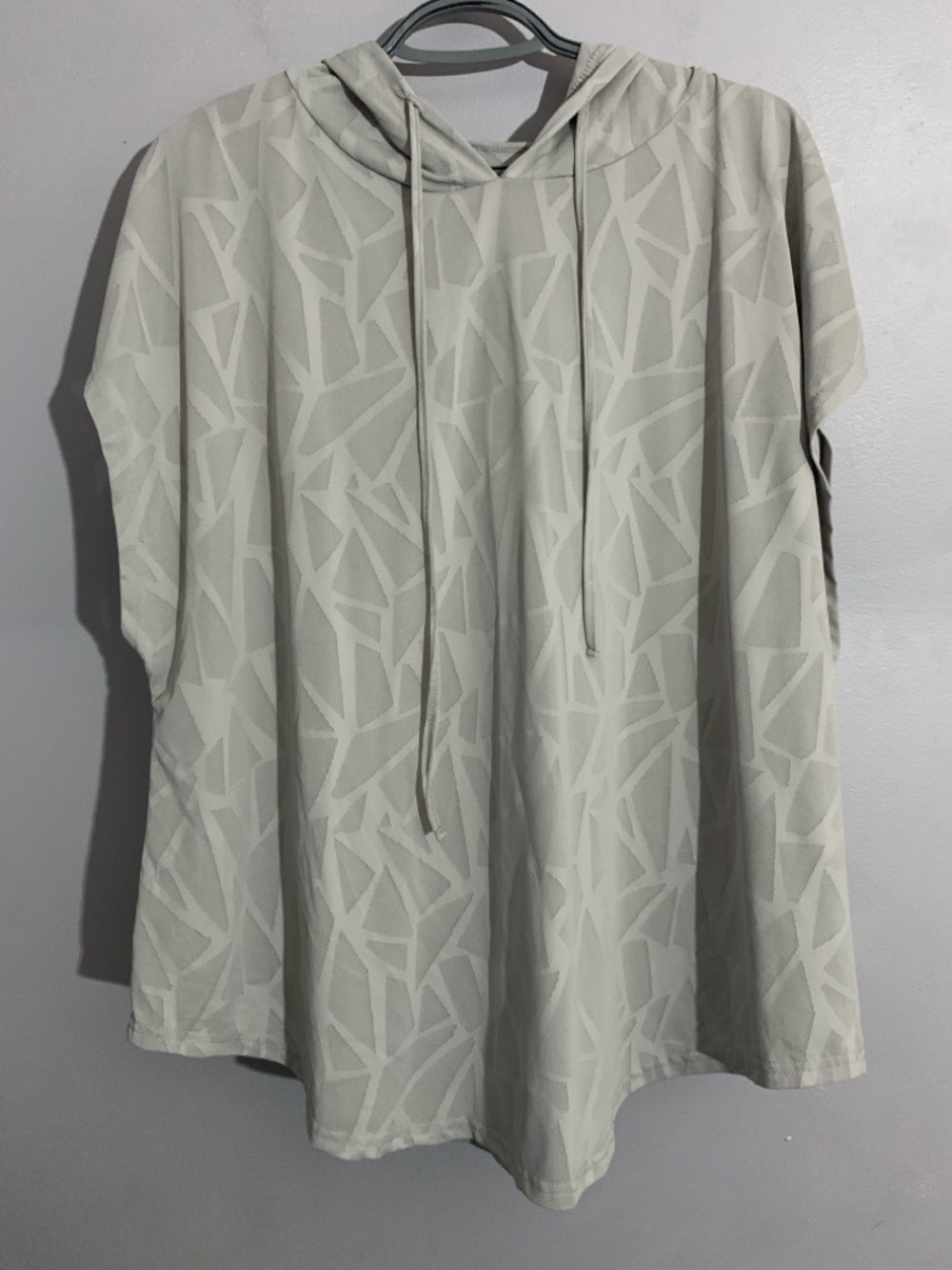 Gray Lightweight Athletic Hoodie Top Short Sleeve 3XL